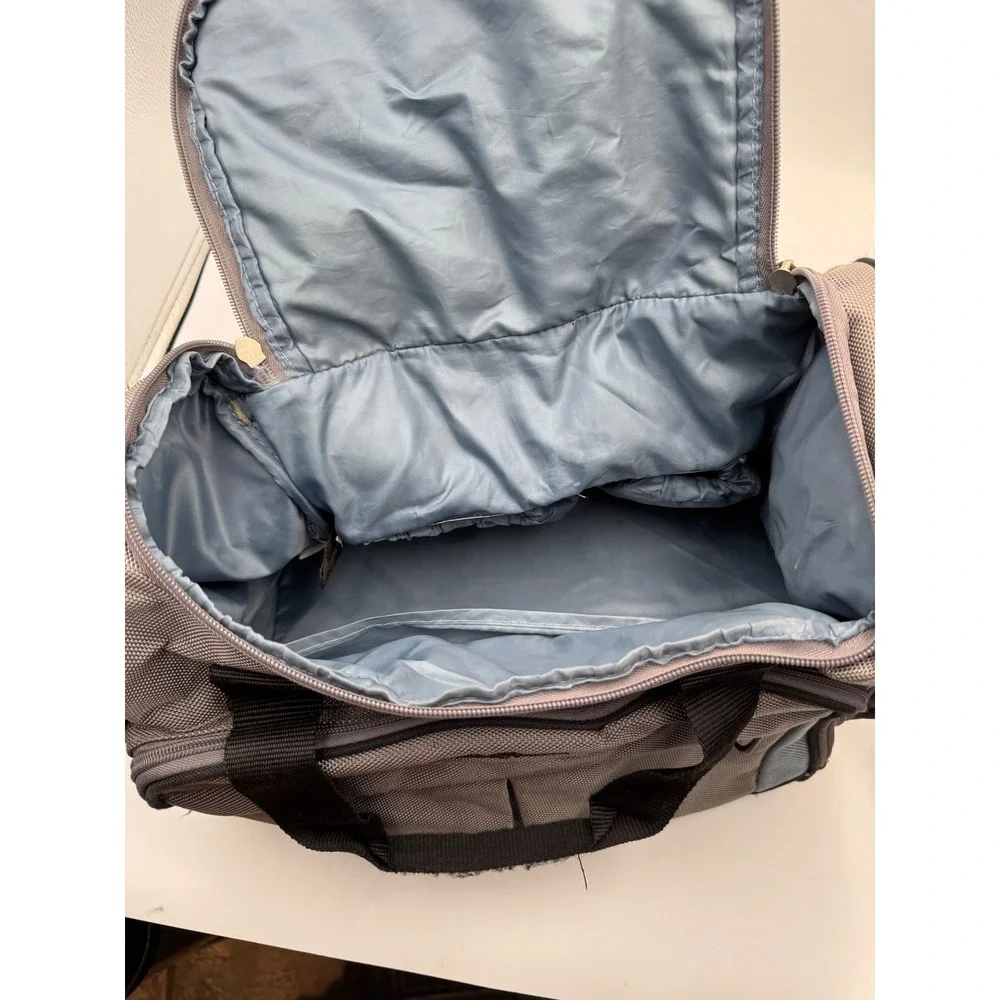 Eddie Bauer Grey Black Ballistic Nylon Duffel Bag Travel Gym Weekender Carry On